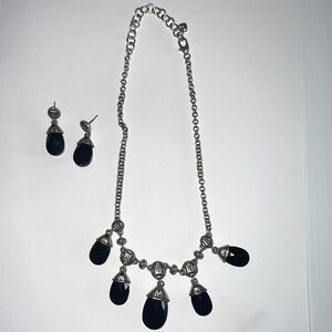 Brighton silver necklace with black faceted stones